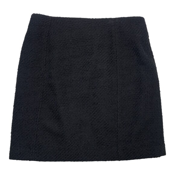 LOFT black tweed shift skirt zipper detail size 4P - Picture 2 of 6